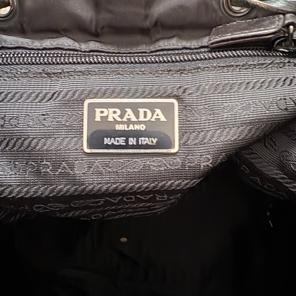 Prada Made in Italy Nylon Whipstitch Leather Trim Backpack Black - Picture 11 of 16